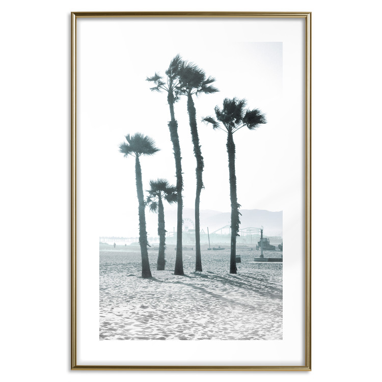 Wall Poster Palms in the Wind - beach landscape with large palms on a light background 137842 additionalImage 12