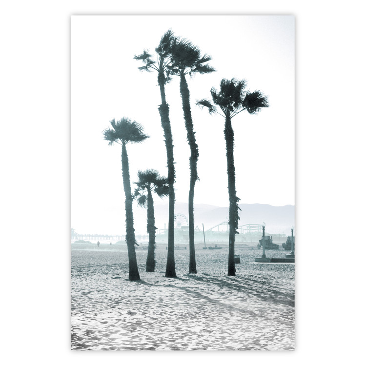 Wall Poster Palms in the Wind - beach landscape with large palms on a light background 137842