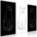 Canvas Elegant Cats (3-piece) - black and white lineart with quadrupeds 142342 additionalThumb 2