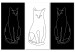 Canvas Elegant Cats (3-piece) - black and white lineart with quadrupeds 142342