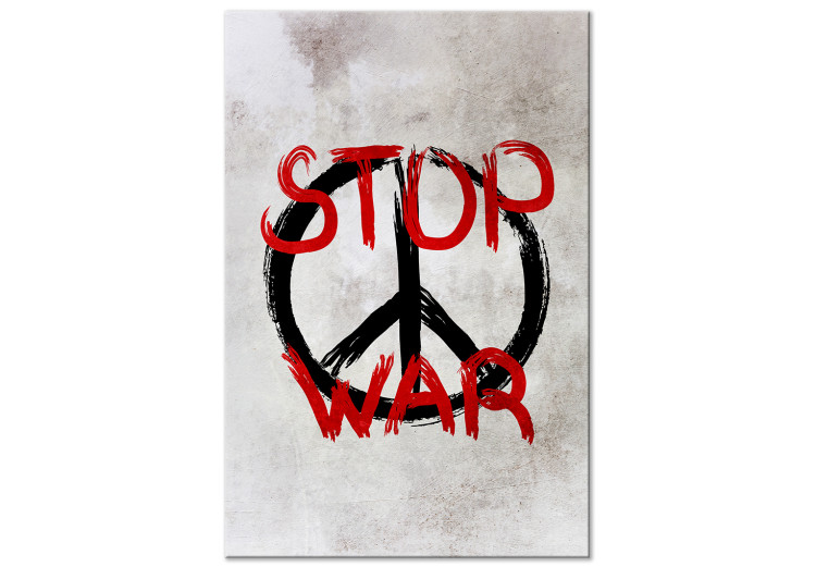 Canvas Print Stop War (1-piece) Vertical - symbol and red English text 142442