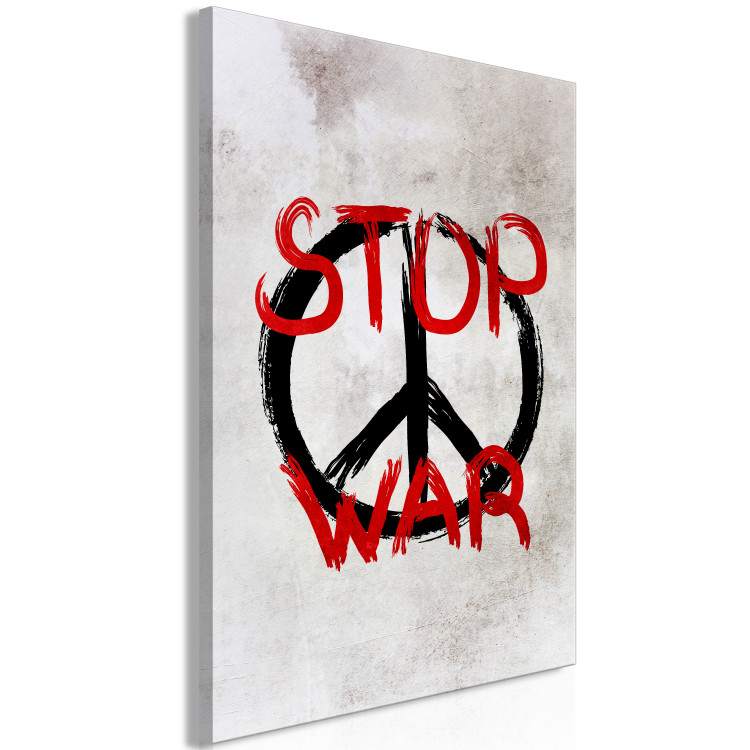 Canvas Print Stop War (1-piece) Vertical - symbol and red English text 142442 additionalImage 2