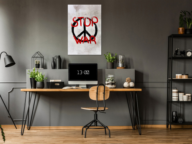 Canvas Print Stop War (1-piece) Vertical - symbol and red English text 142442 additionalImage 3