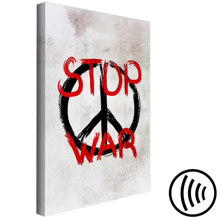 Canvas Print Stop War (1-piece) Vertical - symbol and red English text 142442 additionalImage 6