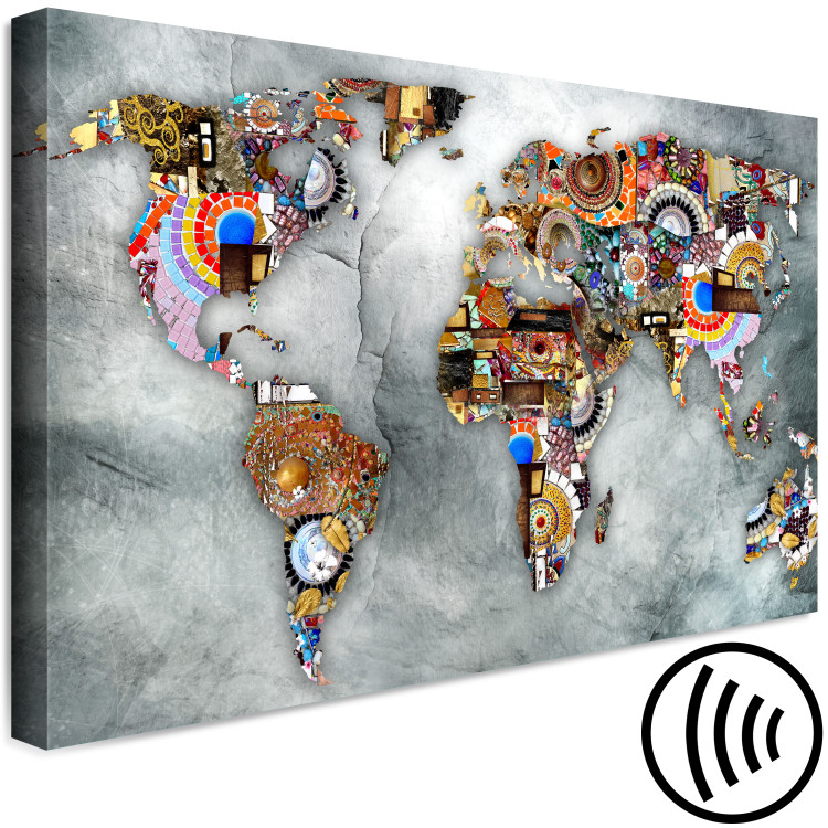 Canvas Art Print World Map Mosaic (1-piece) Wide - colorful abstraction 143042 additionalImage 6