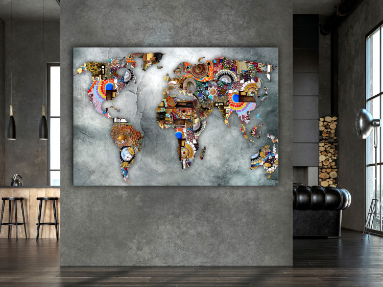 Canvas Art Print World Map Mosaic (1-piece) Wide - colorful abstraction 143042 additionalImage 3