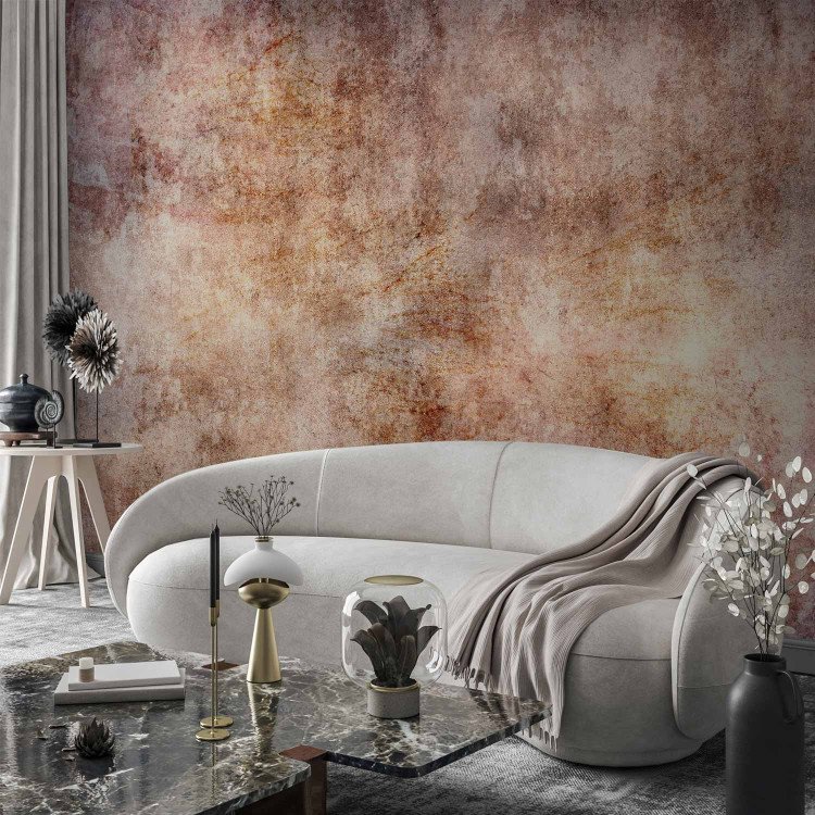 Wall Mural Pink flashes - concrete texture abstraction with golden glow 143342