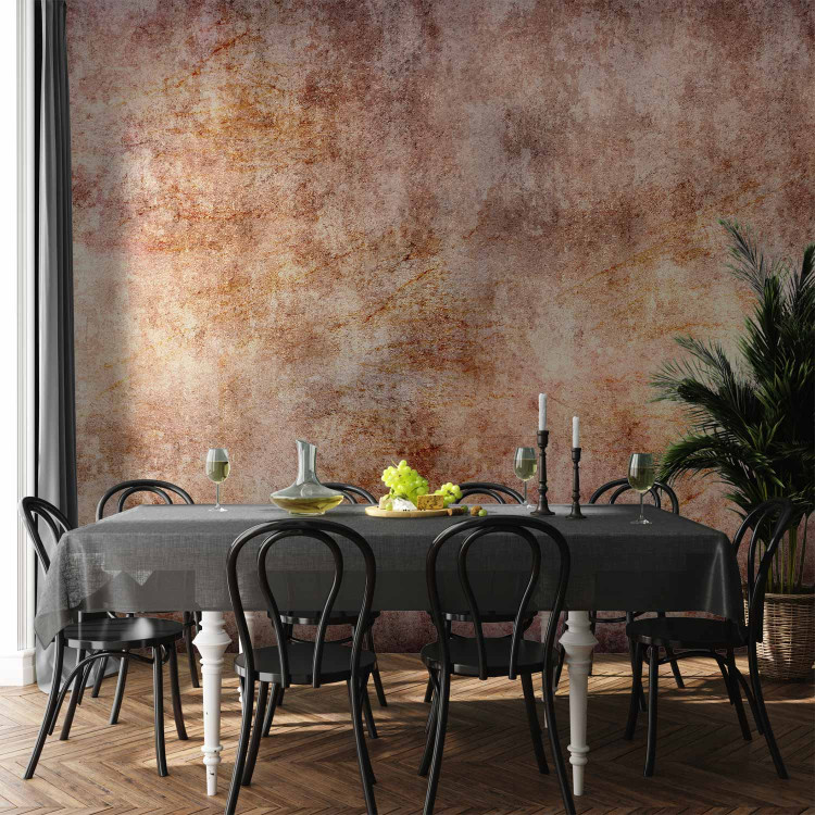 Wall Mural Pink flashes - concrete texture abstraction with golden glow 143342 additionalImage 6