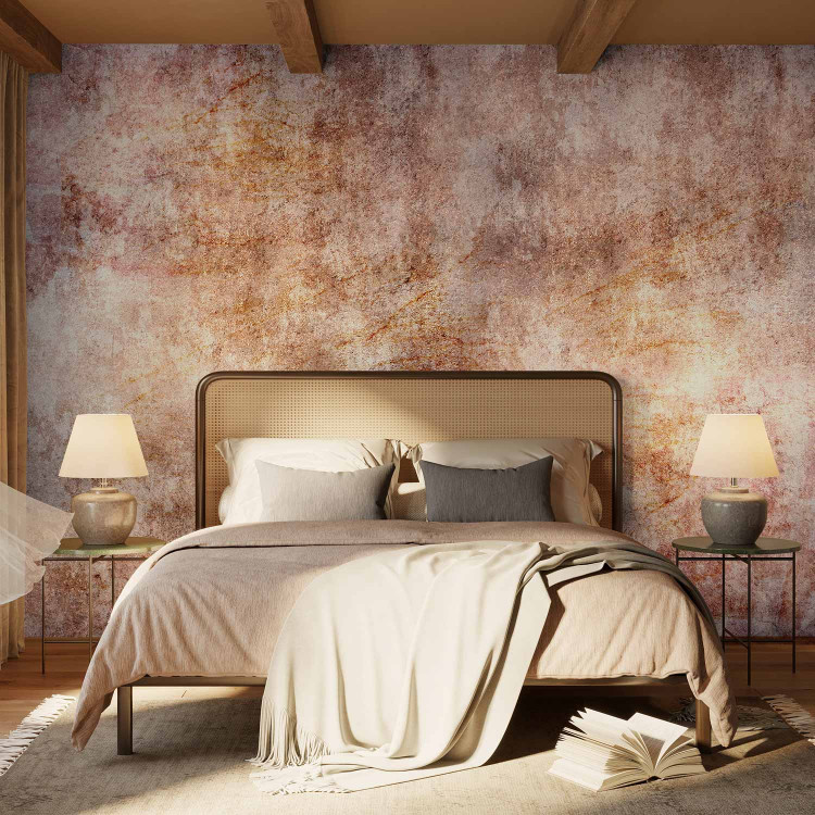 Wall Mural Pink flashes - concrete texture abstraction with golden glow 143342 additionalImage 2