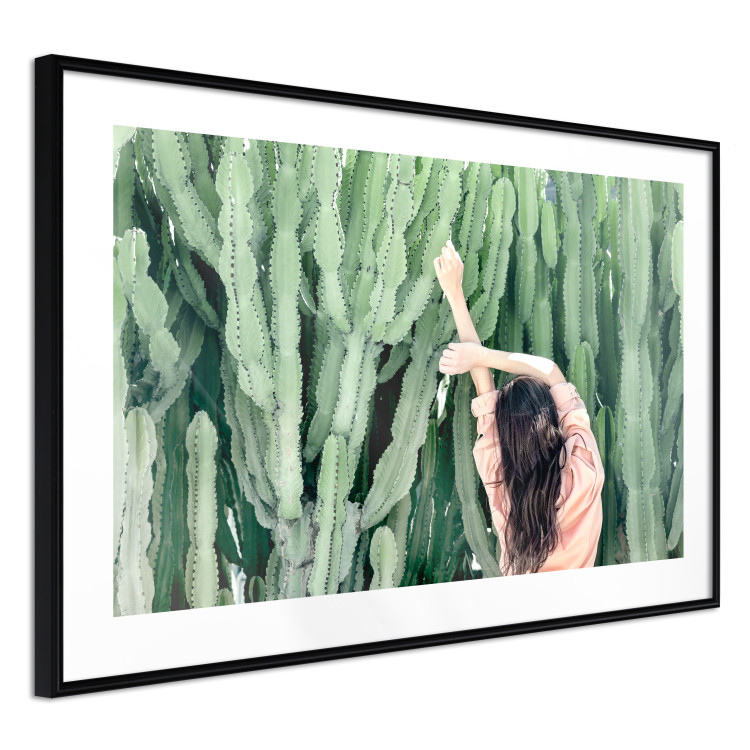 Wall Poster Relax - Green Cactuses and a Young Woman in a Pink Blouse 144342 additionalImage 7