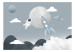 Wall Mural Astronaut in Space - Rocket and Planets in the Gray-Blue Sky 148442 additionalThumb 1