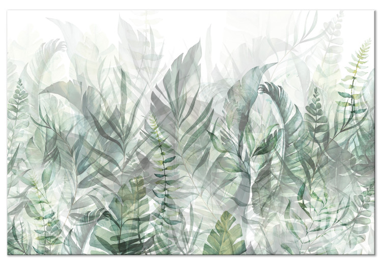 Canvas Art Print Wild Meadow (1-piece) - delicately outlined leaves on a light background 148842