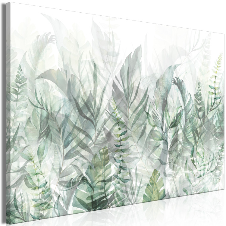 Canvas Art Print Wild Meadow (1-piece) - delicately outlined leaves on a light background 148842 additionalImage 2