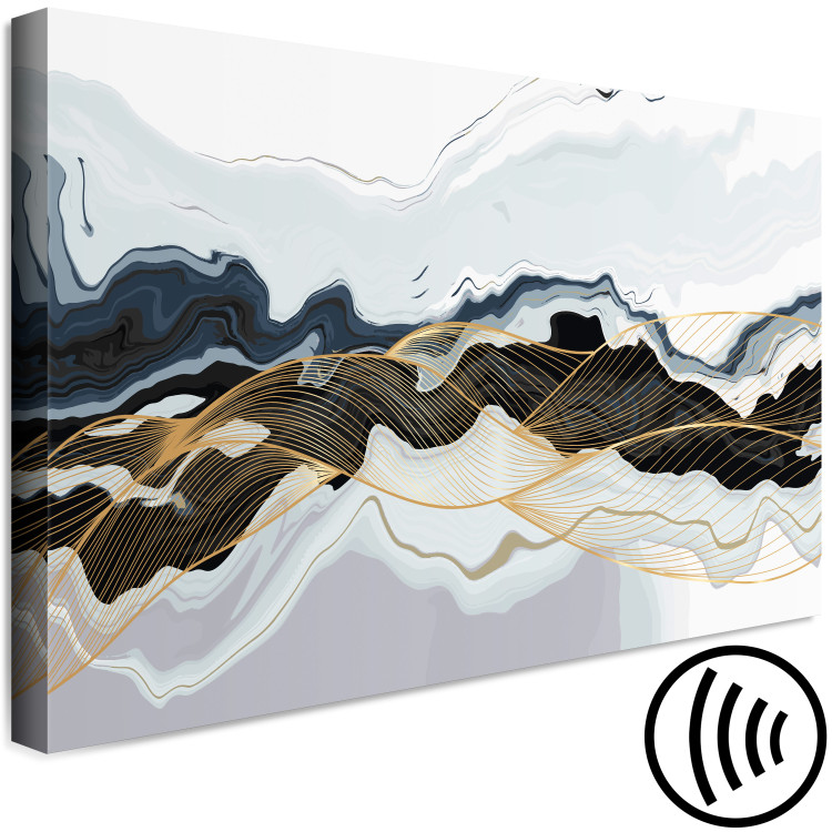 Canvas Print Color Waves - Modern Abstraction in Gray and Navy Blue Colors 149742 additionalImage 6