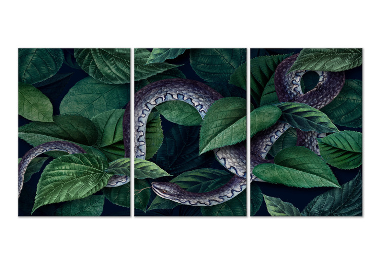 Canvas Print Snake in the Leaves - Wild Fauna and Flora of the Dark Jungle 149842