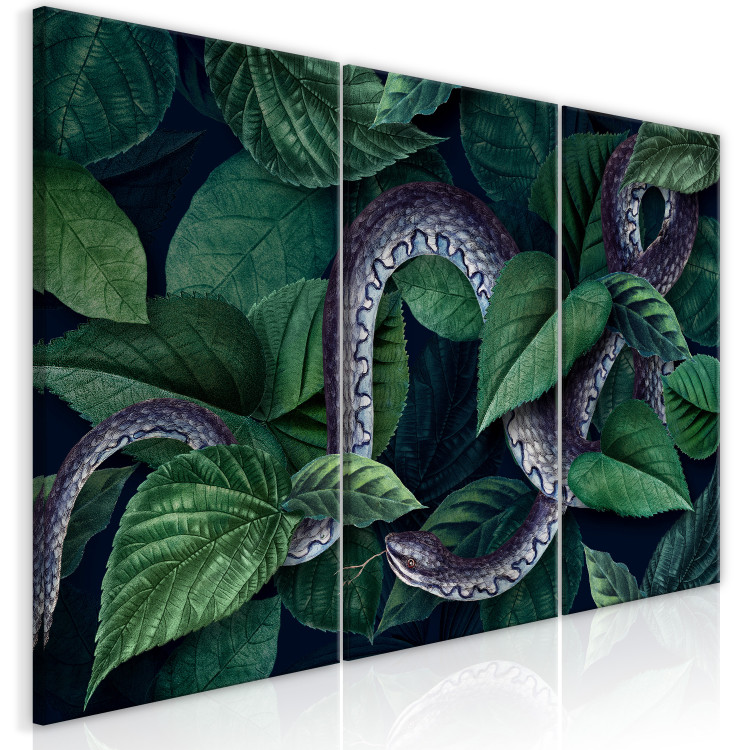 Canvas Print Snake in the Leaves - Wild Fauna and Flora of the Dark Jungle 149842 additionalImage 2