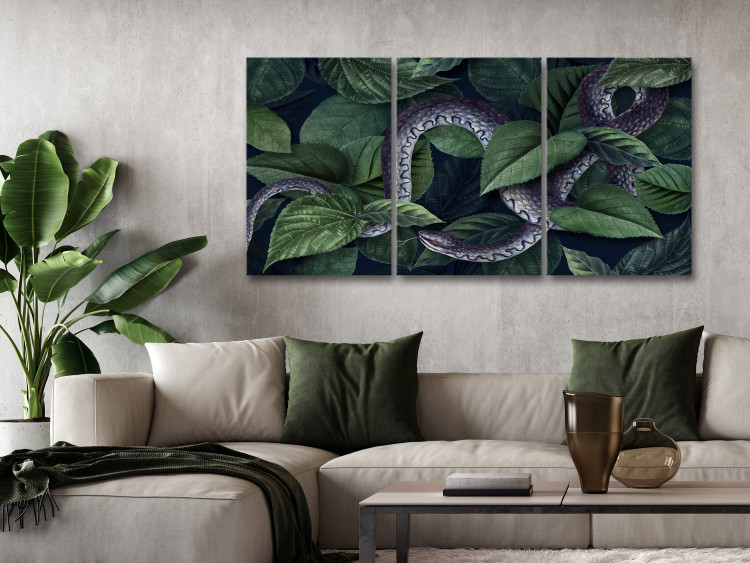 Canvas Print Snake in the Leaves - Wild Fauna and Flora of the Dark Jungle 149842 additionalImage 3
