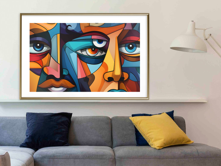 Poster Cubist Faces - A Geometric Composition in the Style of Picasso 151142 additionalImage 14