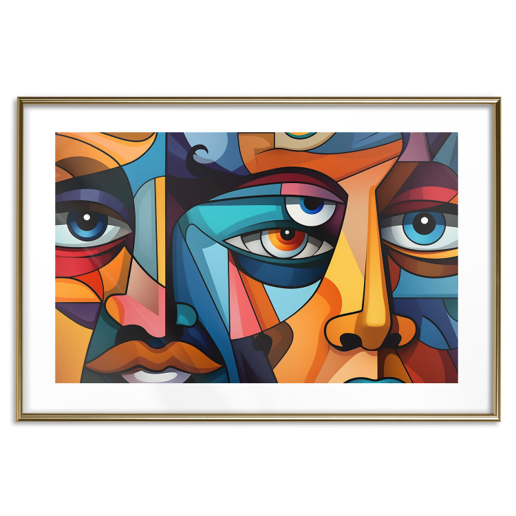 Poster Cubist Faces - A Geometric Composition in the Style of Picasso 151142 additionalImage 4