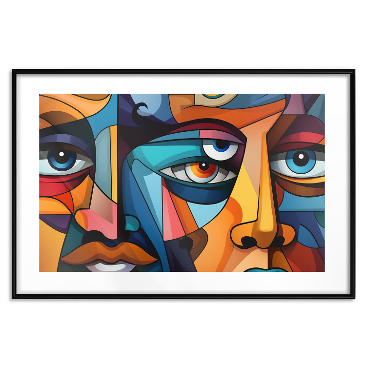 Poster Cubist Faces - A Geometric Composition in the Style of Picasso 151142 additionalImage 2