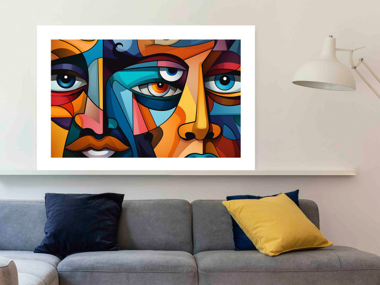 Poster Cubist Faces - A Geometric Composition in the Style of Picasso 151142 additionalImage 18
