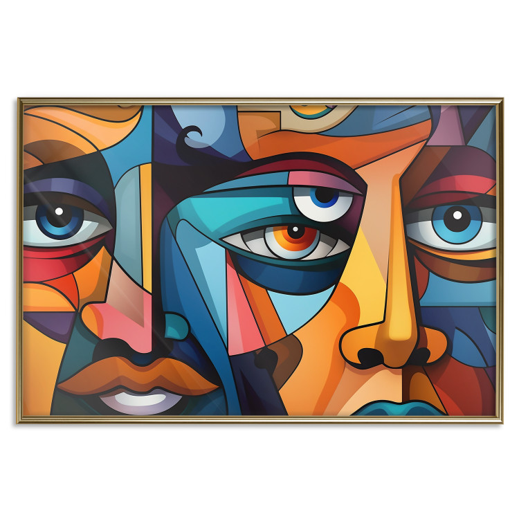 Poster Cubist Faces - A Geometric Composition in the Style of Picasso 151142 additionalImage 5