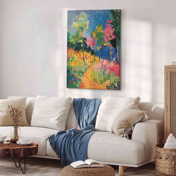 Canvas Print Colorful Forest - A Simple Painterly Landscape in Intense Shades 159942 additionalImage 4
