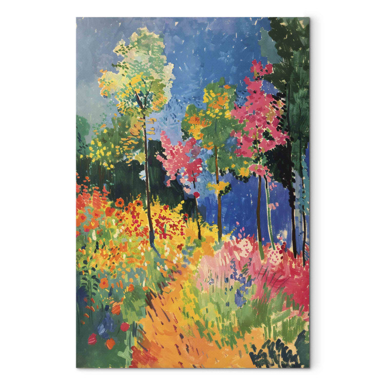 Canvas Print Colorful Forest - A Simple Painterly Landscape in Intense Shades 159942 additionalImage 7
