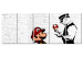 Canvas Graffiti on Brick (5-piece) - Mario and Policeman in Pop Art Style 106252