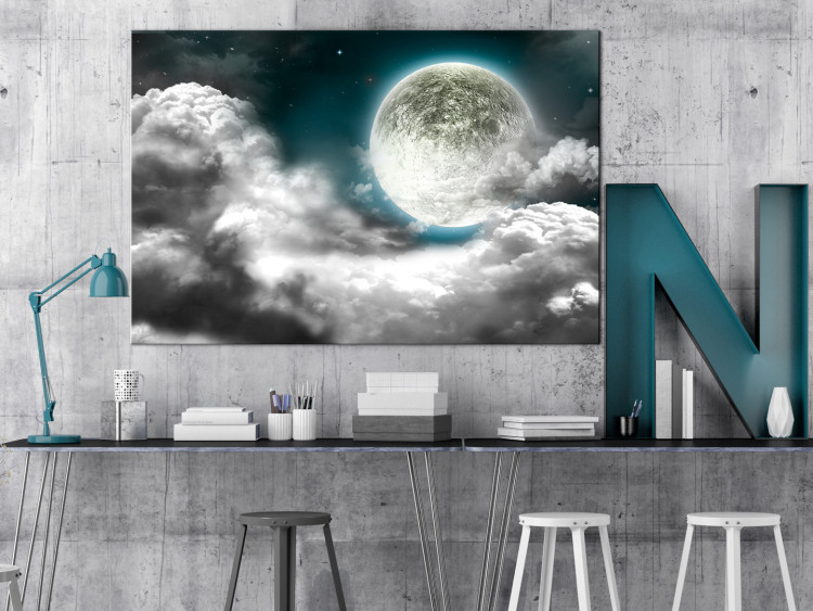 Canvas Print Silver Globe (1-piece) - Thick Clouds and Moonlit Sky 106752 additionalImage 3
