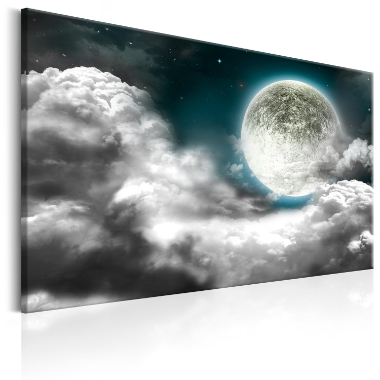 Canvas Print Silver Globe (1-piece) - Thick Clouds and Moonlit Sky 106752 additionalImage 2