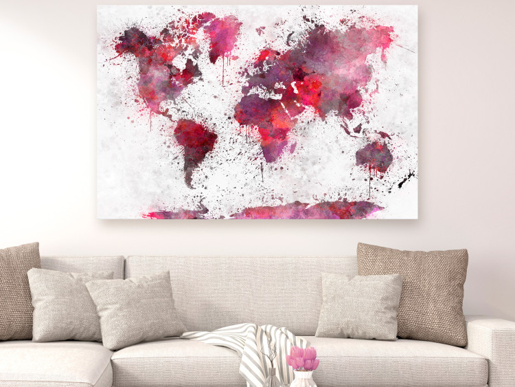 Canvas Print World Map: Red Watercolors (1 Part) Wide 107552 additionalImage 3