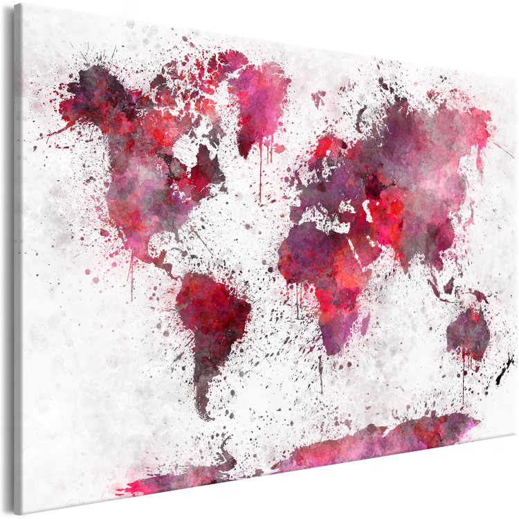 Canvas Print World Map: Red Watercolors (1 Part) Wide 107552 additionalImage 2