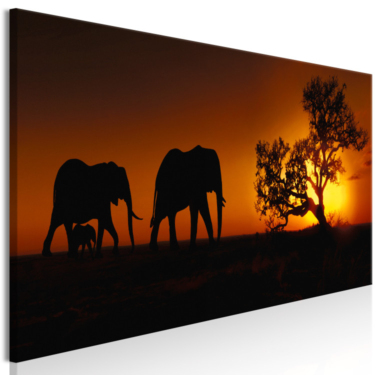 Canvas Elephant Family (Orange) 108152 additionalImage 2