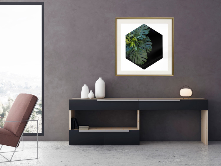 Wall Poster Plant hexagon (square) - geometric abstraction with leaves 114352 additionalImage 21