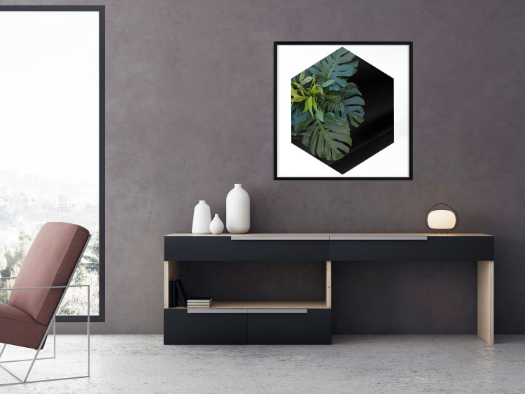 Wall Poster Plant hexagon (square) - geometric abstraction with leaves 114352 additionalImage 5