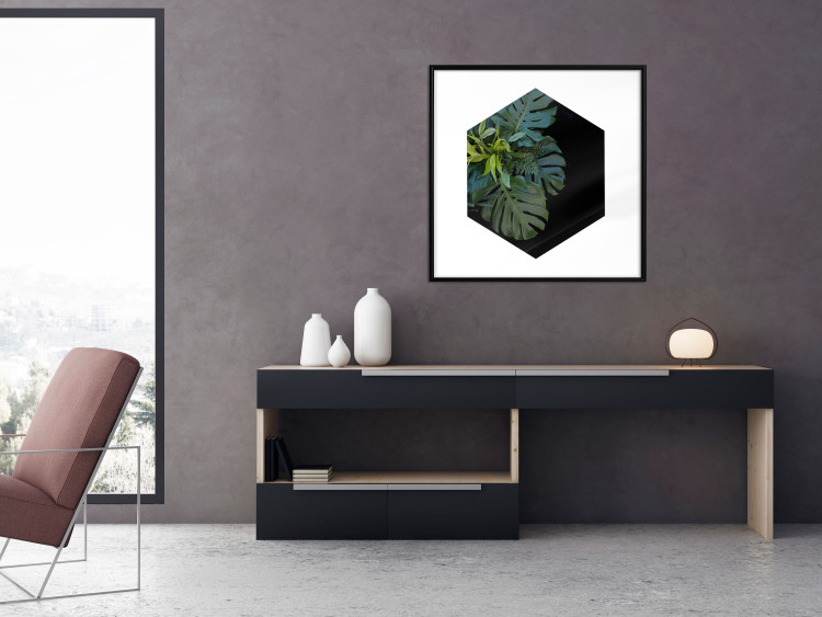 Wall Poster Plant hexagon (square) - geometric abstraction with leaves 114352 additionalImage 6
