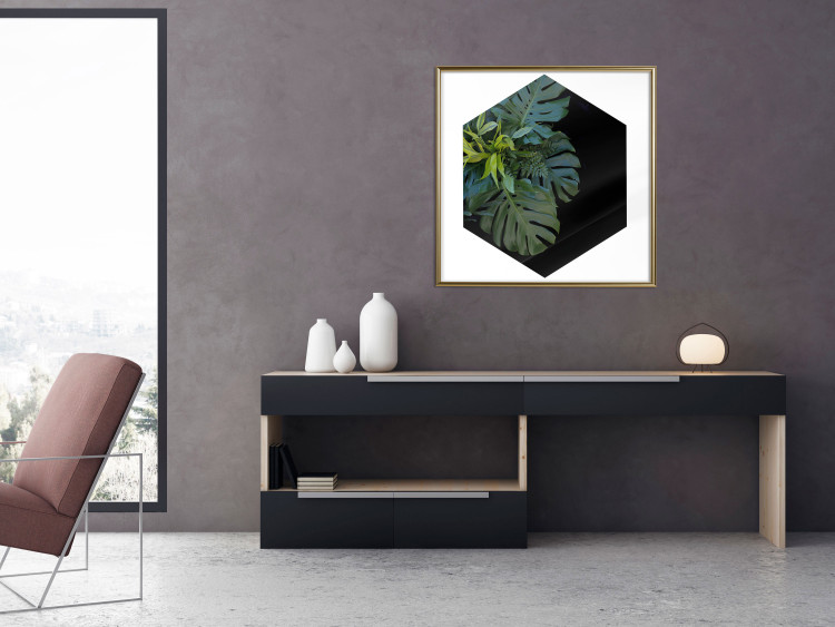 Wall Poster Plant hexagon (square) - geometric abstraction with leaves 114352 additionalImage 7
