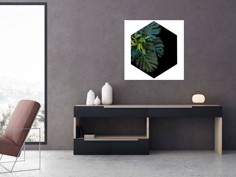Wall Poster Plant hexagon (square) - geometric abstraction with leaves 114352 additionalImage 23
