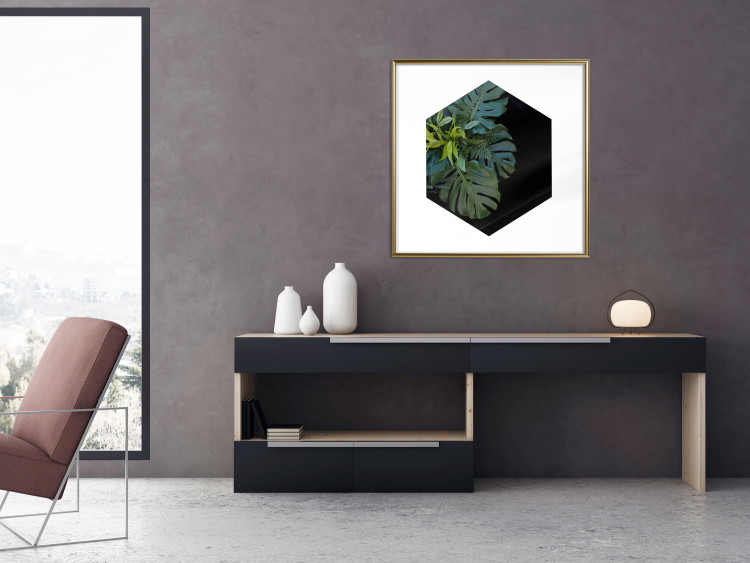 Wall Poster Plant hexagon (square) - geometric abstraction with leaves 114352 additionalImage 15