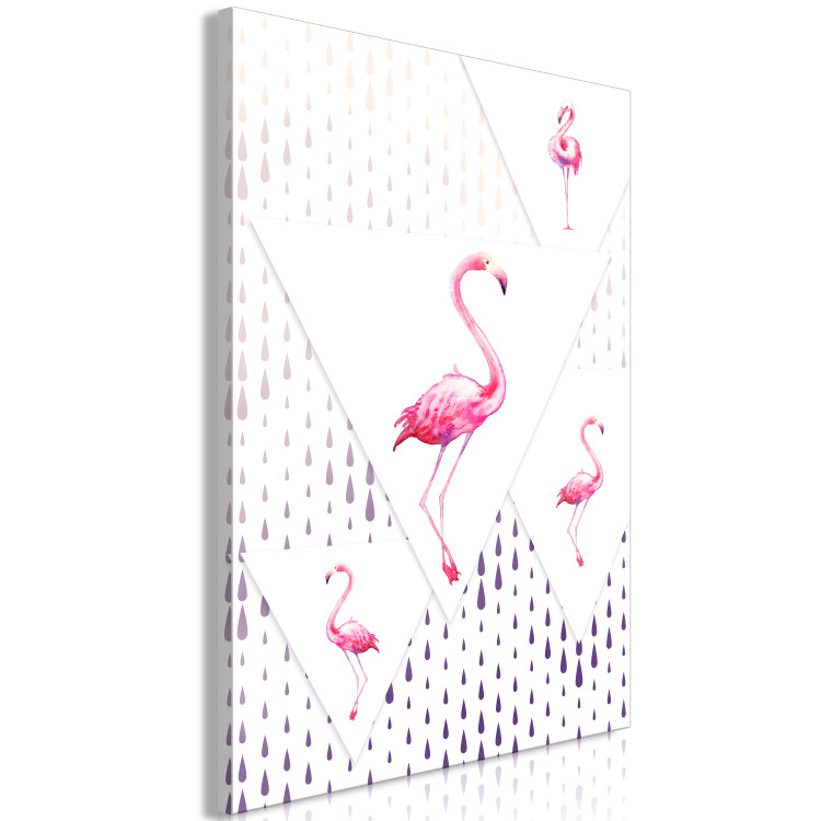 Canvas Art Print Proud Flamingos (1-part) - Birds in Geometric World of Triangles 115252 additionalImage 2
