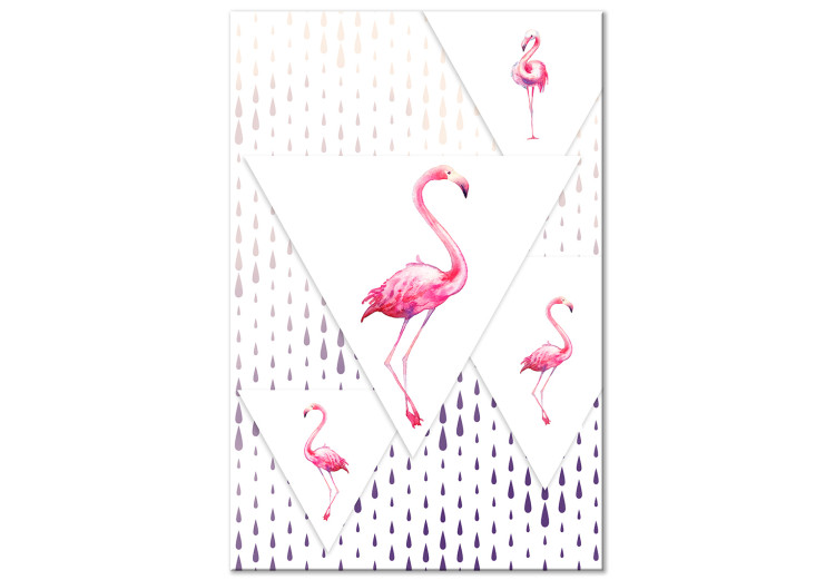 Canvas Art Print Proud Flamingos (1-part) - Birds in Geometric World of Triangles 115252