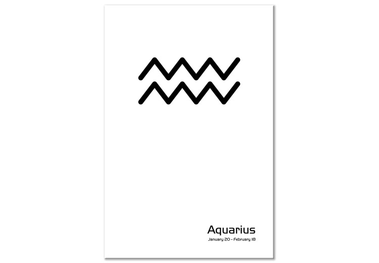 Canvas Art Print Black Aquarius sign - graphic with an inscription on white 117052