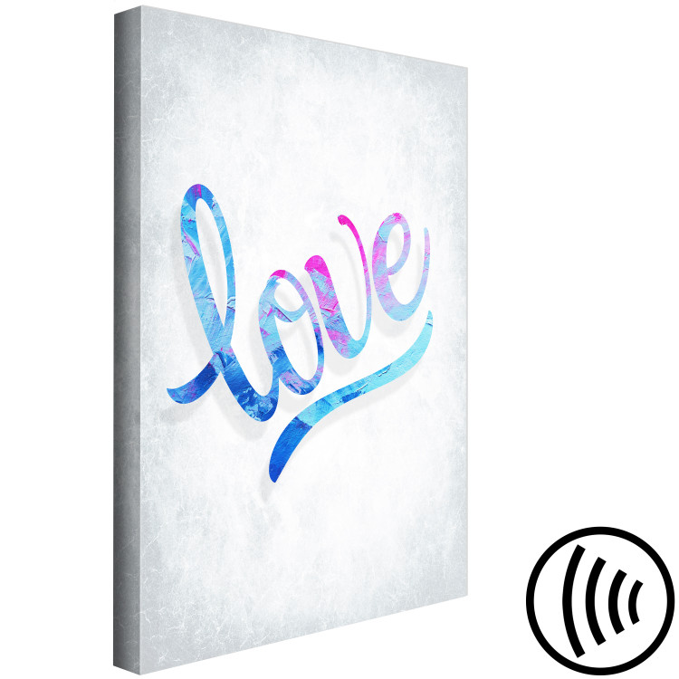 Canvas Love - the inscription love in English in blue colors on gray 118352 additionalImage 6