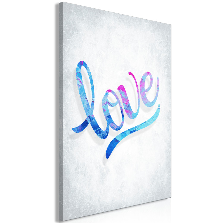 Canvas Love - the inscription love in English in blue colors on gray 118352 additionalImage 2