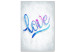 Canvas Love - the inscription love in English in blue colors on gray 118352