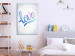 Canvas Love - the inscription love in English in blue colors on gray 118352 additionalThumb 3