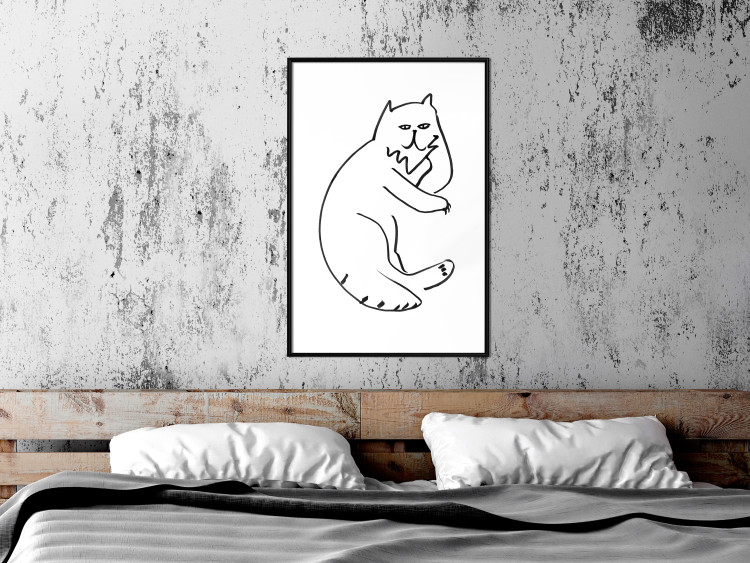 Wall Poster Cat's Relaxation - black and white simple composition with animal line art 119252 additionalImage 6