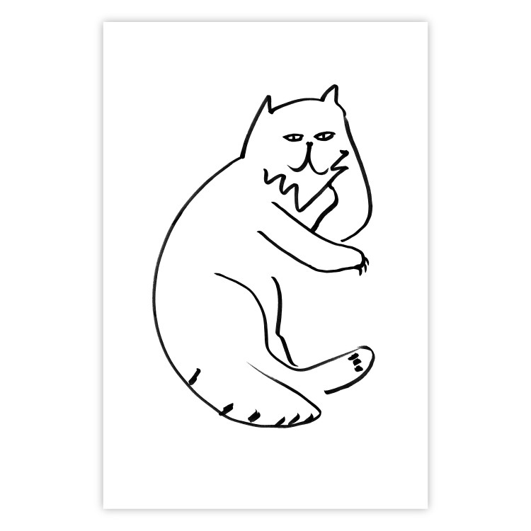 Wall Poster Cat's Relaxation - black and white simple composition with animal line art 119252 additionalImage 25