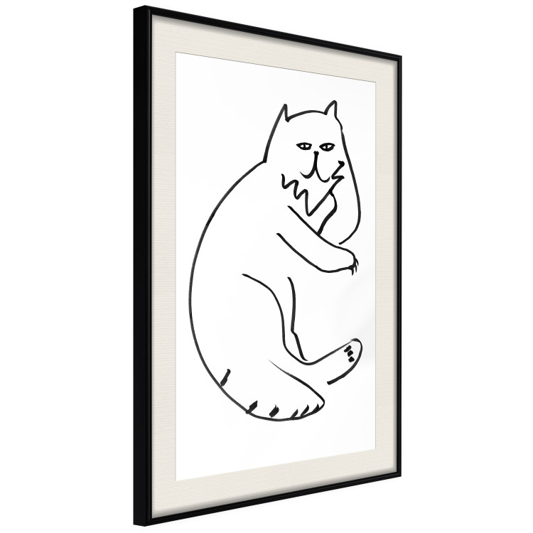 Wall Poster Cat's Relaxation - black and white simple composition with animal line art 119252 additionalImage 3